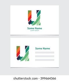 Editable business card template with illustration of vector u letter logo