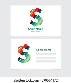 Editable business card template with illustration of vector s letter logo