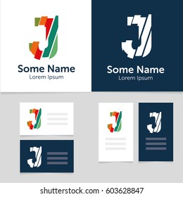 Editable business card template with J letter logo.Vector illustration.EPS10.
