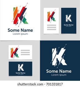 Editable business card template with K letter logo.Vector illustration.EPS10.