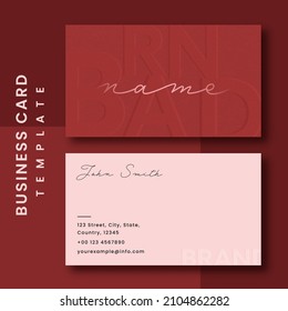 Editable Business Card Template Layout In Front And Back Side.