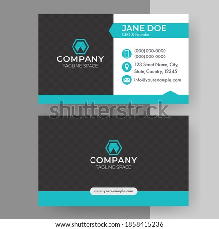 Editable Business Card Template Layout In Front And Back View.