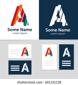 Editable business card template with A letter logo.Vector illustration.
