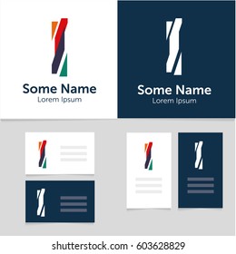 Editable business card template with I letter logo.Vector illustration.EPS10.
