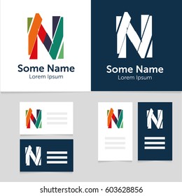Editable business card template with N letter logo.Vector illustration.EPS10.
