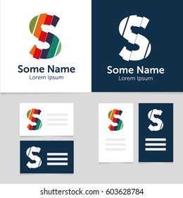 Editable business card template with S letter logo.Vector illustration.EPS10.
