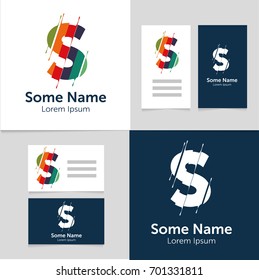 Editable business card template with S letter logo.Vector illustration.EPS10.