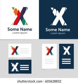 Editable business card template with X letter logo.Vector illustration.EPS10.
