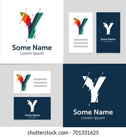 Editable business card template with Y letter logo.Vector illustration.EPS10.