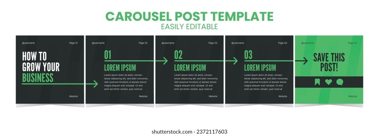 Editable Business carousel post for social media use. Instagram carousel post template for business.