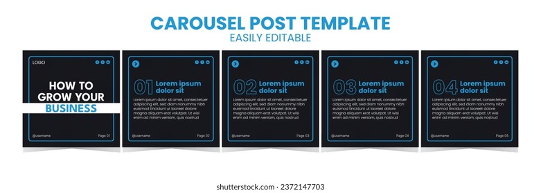 Editable Business carousel post for social media use. Instagram carousel post template for business.