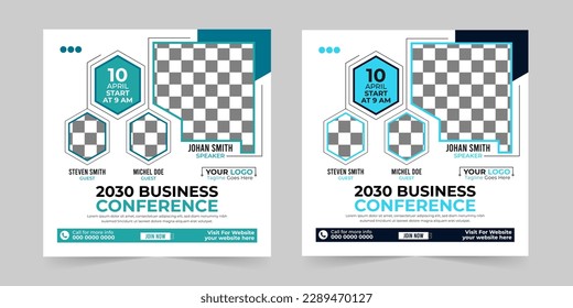 Editable Business conference square social media post and digital marketing promotion advertising banner design template