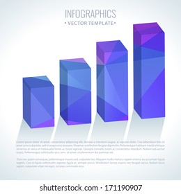 Editable business infographic diagram graph chart with colorful bright triangle pattern