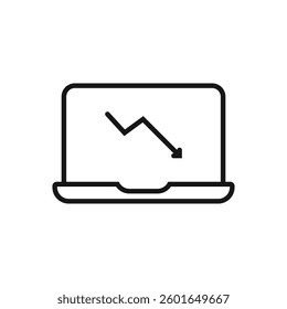 Editable Of Business Line chart on laptop Icon, Line Art Icon Using For Presentation, Website And Application