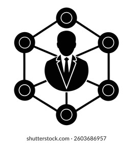 Editable Business network connection with professional avatar Vector illustration

