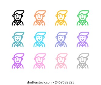 Editable business person with side comb hair avatar vector icon. User, profile, identity, persona. Part of a big icon set family. Perfect for web and app interfaces, presentations, infographics, etc