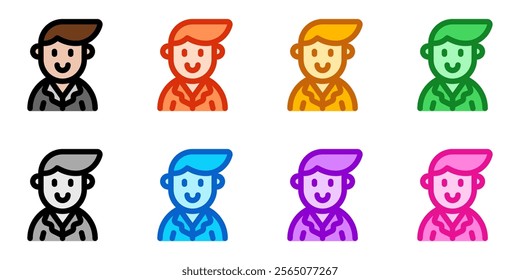 Editable business person with side comb hair avatar vector icon. User, profile, identity, persona. Part of a big icon set family. Perfect for web and app interfaces, presentations, infographics, etc