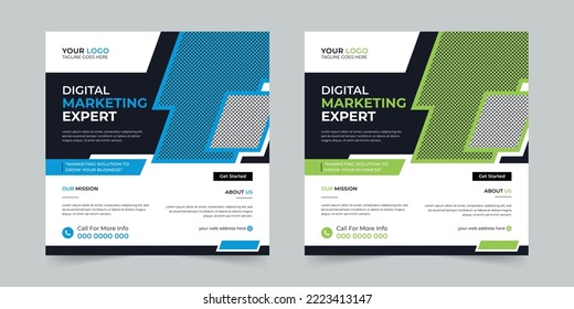 Editable Business social media post, Digital marketing agency Corporate banner promotion ads sales and discount banner vector template design.