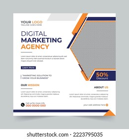 Editable Business social media post, Digital marketing agency Corporate banner promotion ads sales and discount banner vector template design.