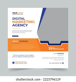 Editable Business social media post, Digital marketing agency Corporate banner promotion ads sales and discount banner vector template design.