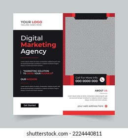 Editable Business social media post, Digital marketing agency Corporate banner promotion ads sales and discount banner vector template design.