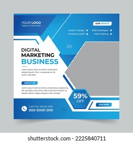 Editable Business social media post, Digital marketing agency Corporate banner promotion ads sales and discount banner vector template design.