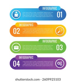 Editable business template infographic 4 step modern chart list design