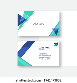 Editable Business Or Visiting Card In White Color With Double-Sides.