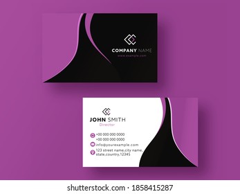 Editable Business Or Visiting Cards On Dark Magenta Background.