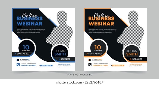Editable Business webinar conference square social media post and digital marketing promotion advertising banner design template 