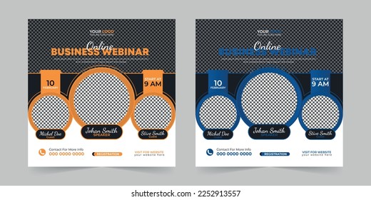 Editable Business webinar conference square social media post and digital marketing promotion advertising banner design template 