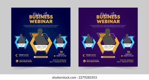 Editable Business webinar conference square social media post and digital marketing promotion advertising banner design template