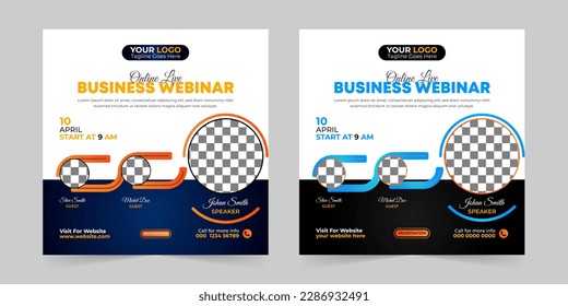 Editable Business webinar conference square social media post and digital marketing promotion advertising banner design template