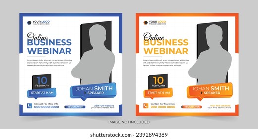 Editable Business webinar conference square social media post and digital marketing promotion advertising banner design template