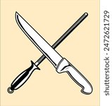 editable butcher logo vector, sharpening knive and knive vector badge, animal slayer logo badge