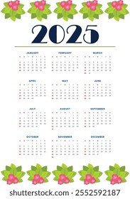 Ilustração editável do calendário de 2025