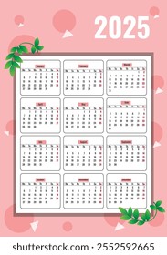 Ilustração editável do calendário de 2025