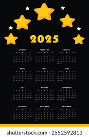 Editable Calendar of 2025 illustration