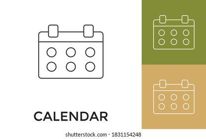Icono de línea delgada del calendario editable con título. Útil para aplicaciones móviles, sitio web, software y medios impresos.