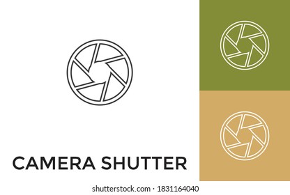 Editable Camera Shutter Thin Line Icon with Title. Useful For Mobile Application, Website, Software and Print Media.