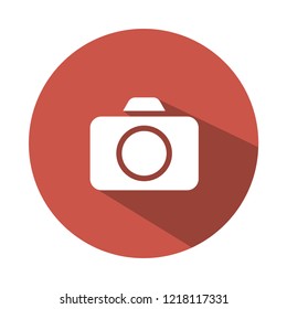 editable camera vector icon, flat style, modern design, red and white color