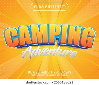 editable camping adventure vector text effect with modern style design