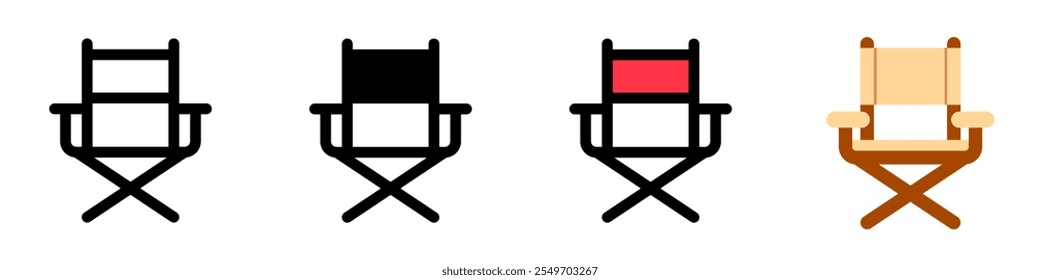 Editable camping, folding, director's chair, furniture vector icon. Movie, cinema, entertainment. Part of a big icon set family. Perfect for web and app interfaces, presentations, infographics, etc