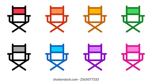 Editable camping, folding, director's chair, furniture vector icon. Movie, cinema, entertainment. Part of a big icon set family. Perfect for web and app interfaces, presentations, infographics, etc