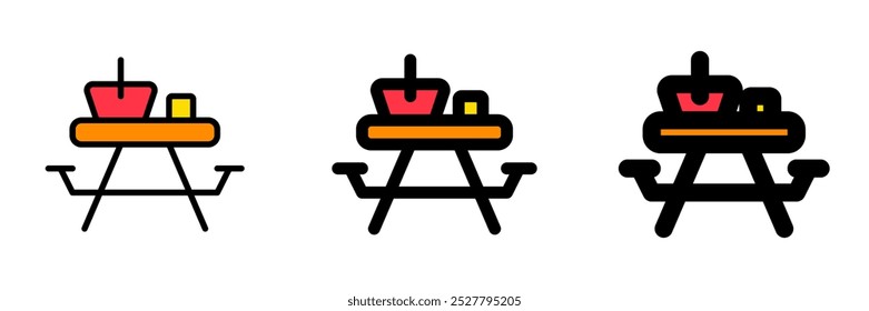 Acampamento editável, ícone de vetor de mesa de piquenique. Parte de uma grande família de conjuntos de ícones. Perfeito para interfaces web e app, apresentações, infográficos, etc