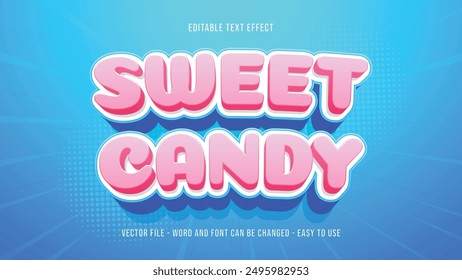 Editable candy 3d text effect, cartoon style template