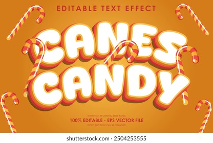 Editable Canes Candy Text Effect With Illustration of Canes Candy