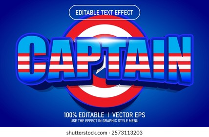 editable captain vector text effect with modern style design