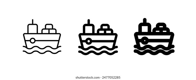 Editable cargo ship vector icon. Shipping, delivery, e-commerce, transport, logistics. Part of a big icon set family. Perfect for web and app interfaces, presentations, infographics, etc