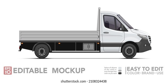 Mofa editable de la camioneta de carga. Una camioneta realista con fondo blanco. Ilustración vectorial. Colección